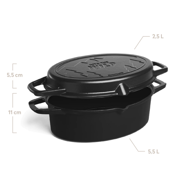Gietijzeren braadpan met frituurmand