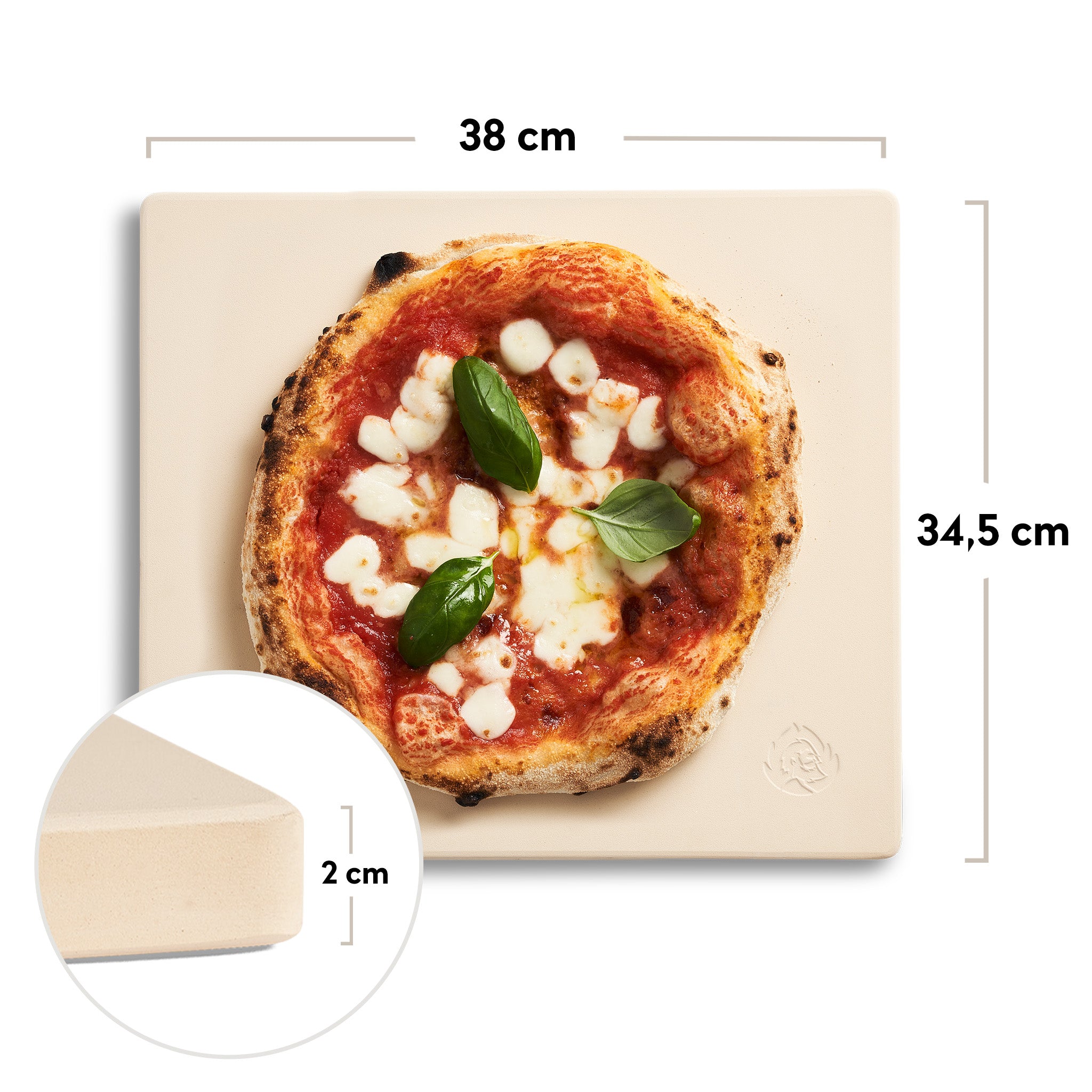 2 cm dikke 34,5 x 38 cm cordieriet pizzasteen 